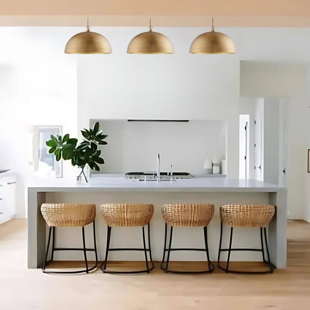 Hammered Brass Dome Pendant Light – Gold Ceiling Lamp with Artisan Texture image 4