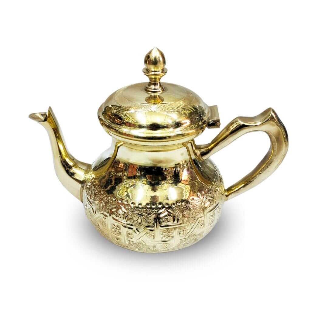 Hand-Engraved Gold Brass Teapot – Traditional Moroccan Design image 8