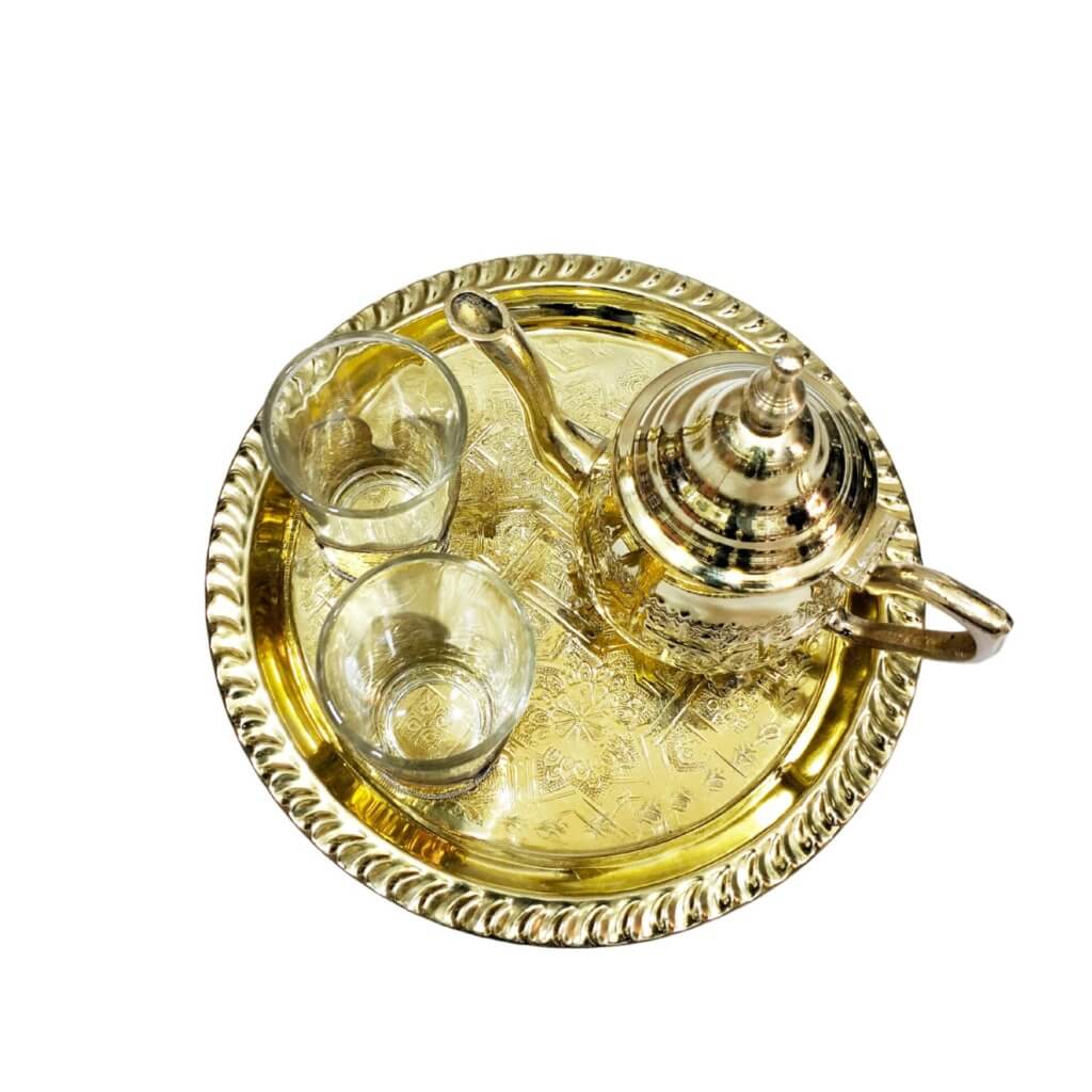 Brass Mini Tea Set – Handcrafted 2 Glass Service with Ornate Tray image 6