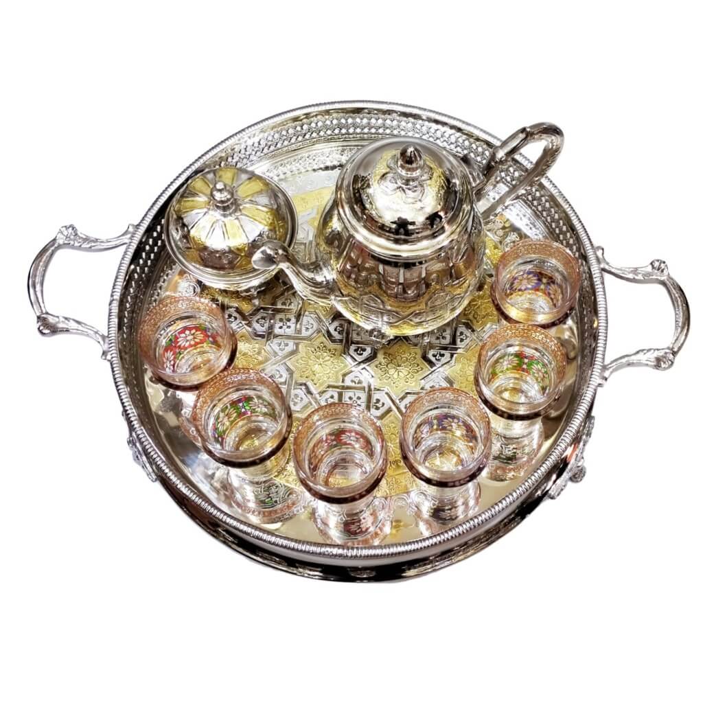 Silver Engraved Tea Set Large – Handcrafted 12 Glass Serving Collection image 9