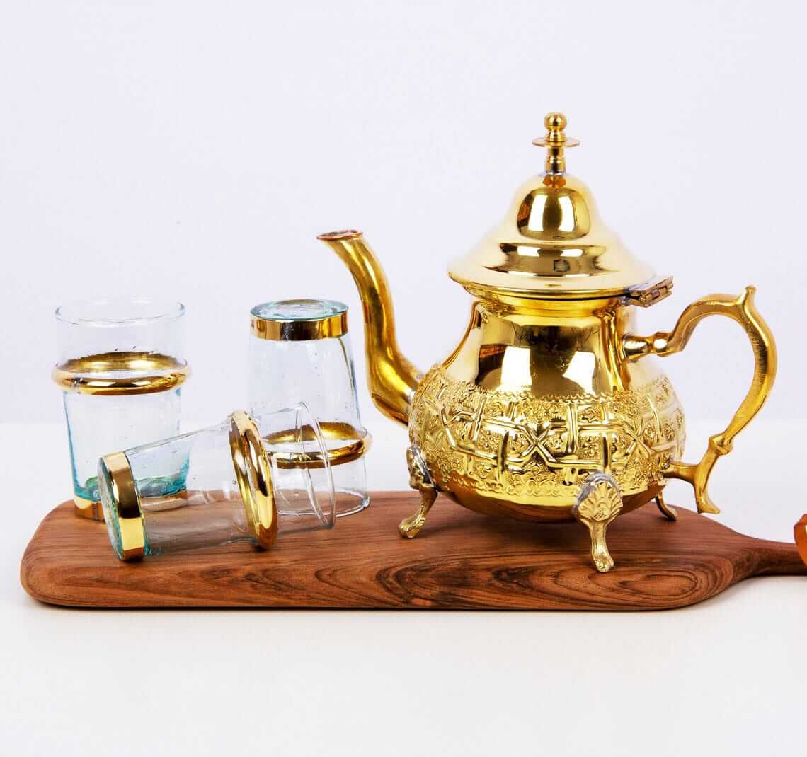 Hand-Engraved Brass Tea Set – Traditional 9-Piece Ceremonial Collection image 4