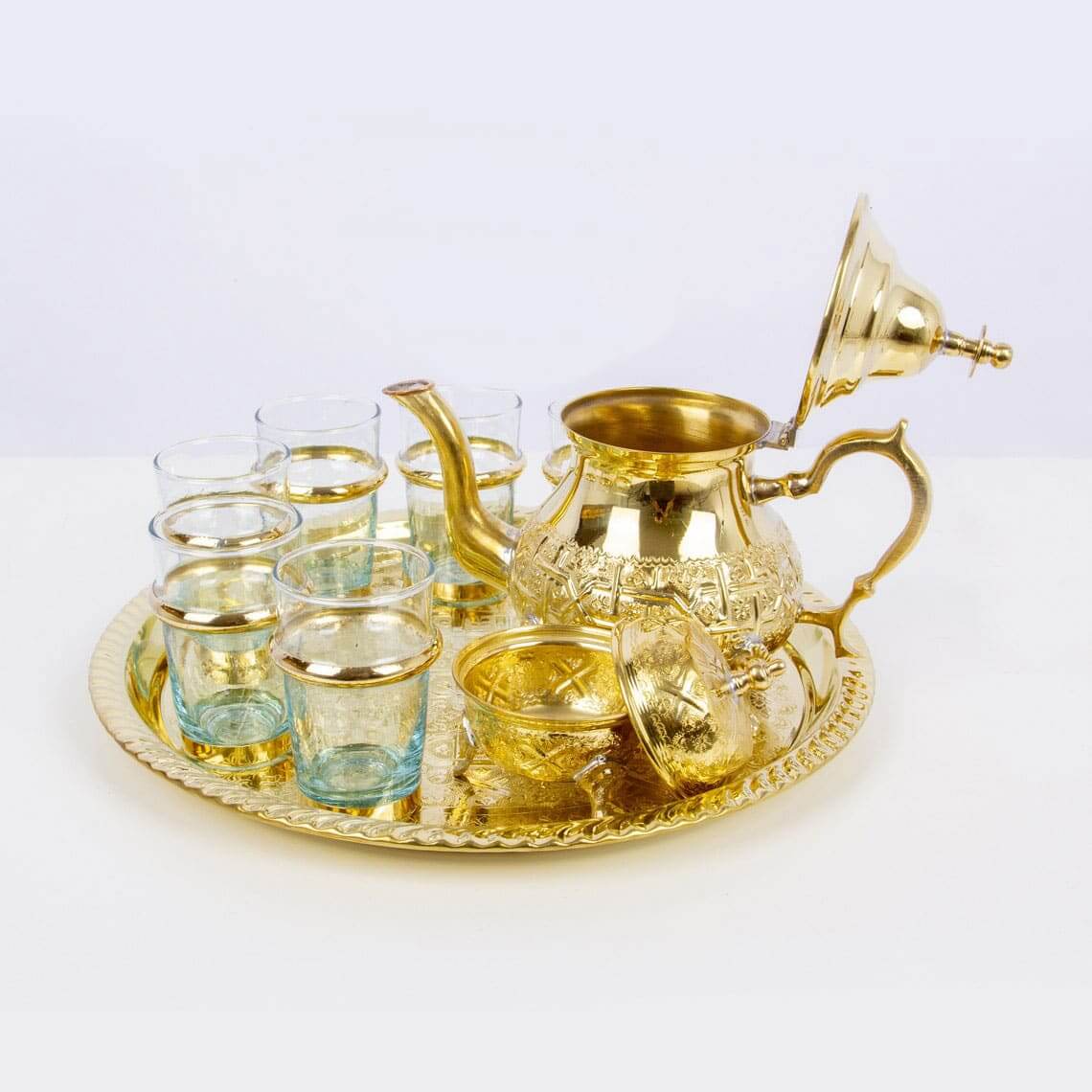 Hand-Engraved Brass Tea Set – Traditional 9-Piece Ceremonial Collection image 7