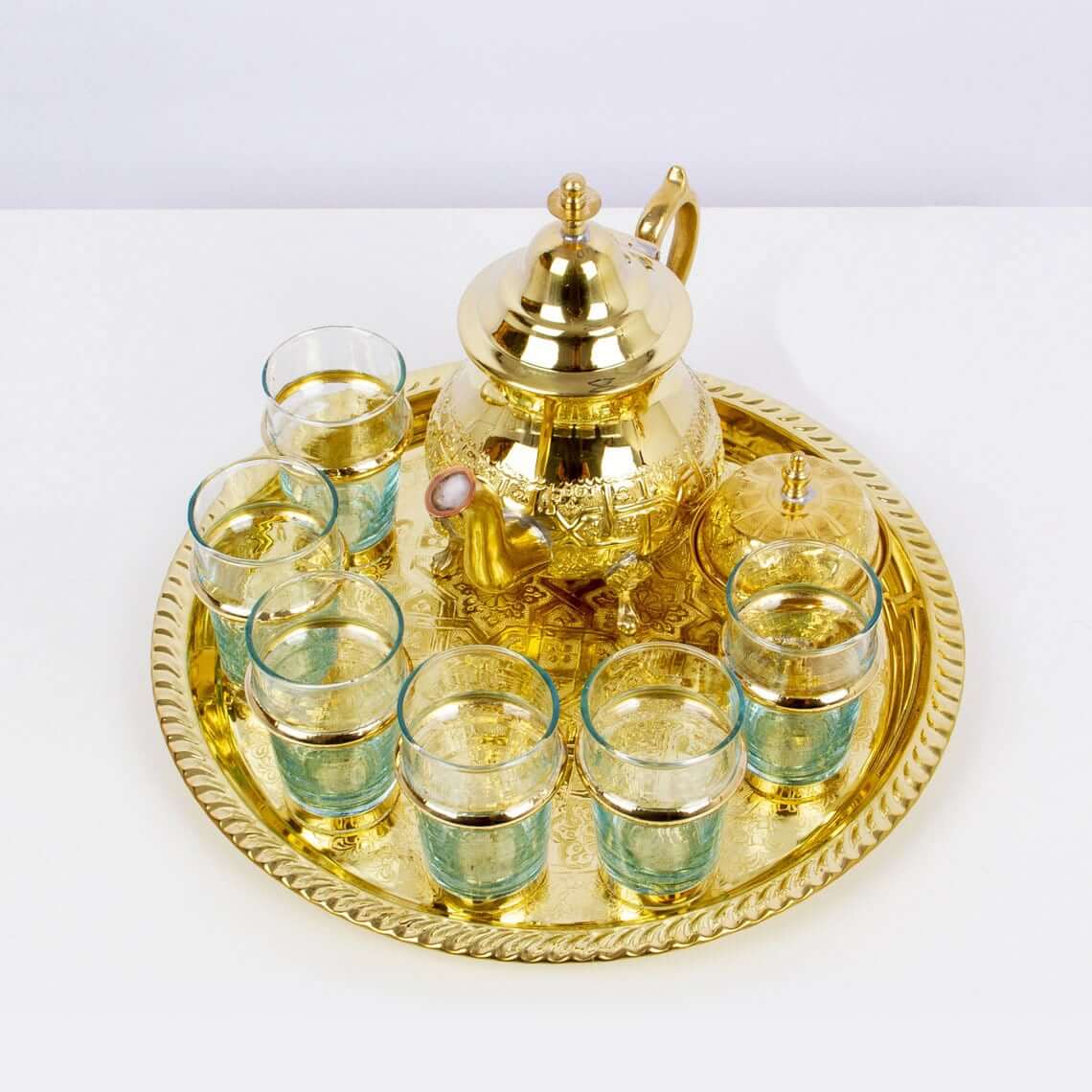 Hand-Engraved Brass Tea Set – Traditional 9-Piece Ceremonial Collection image 8
