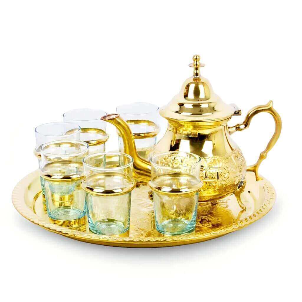 Hand-Engraved Brass Tea Set – Traditional 9-Piece Ceremonial Collection image 2