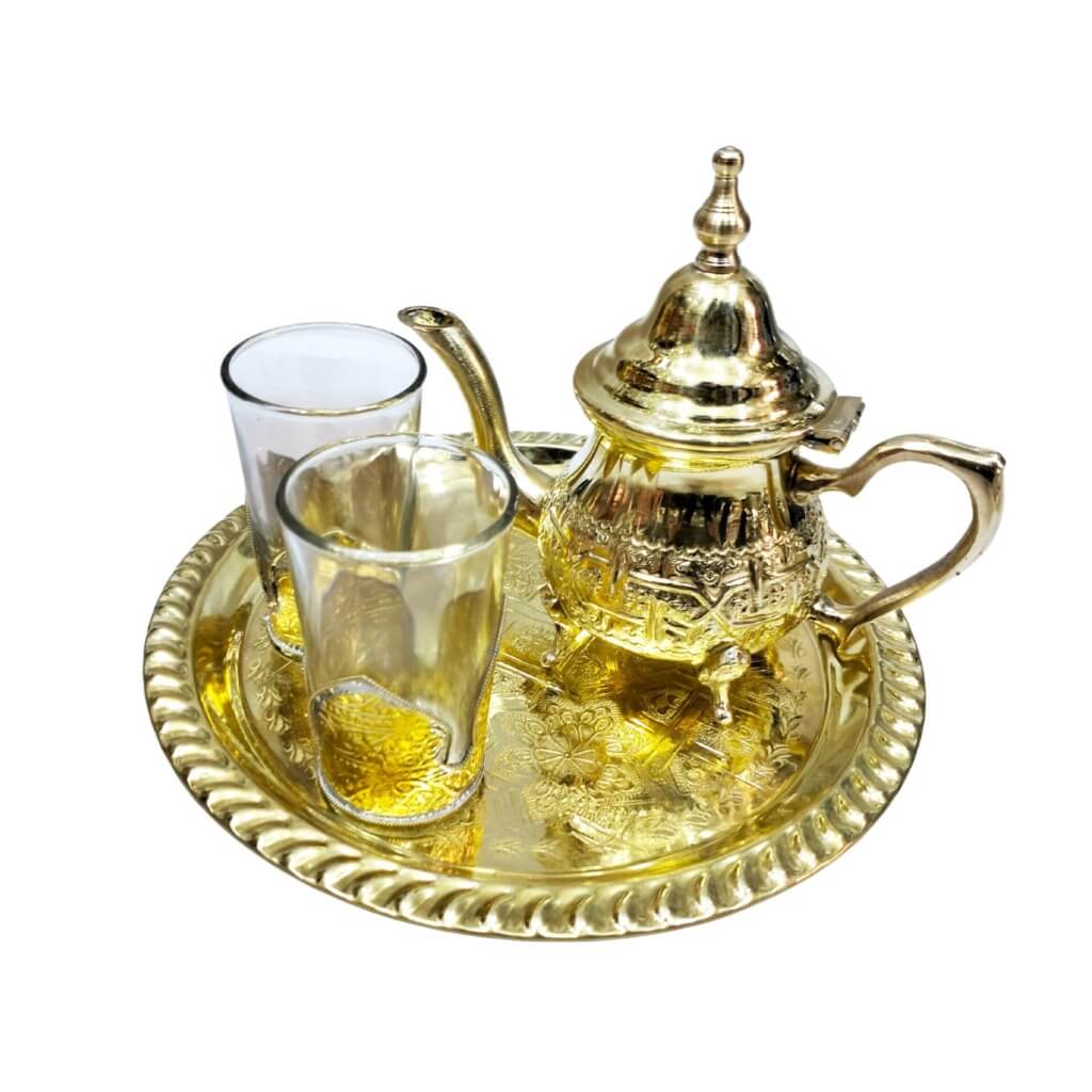 Brass Mini Tea Set – Handcrafted 2 Glass Service with Ornate Tray image 7