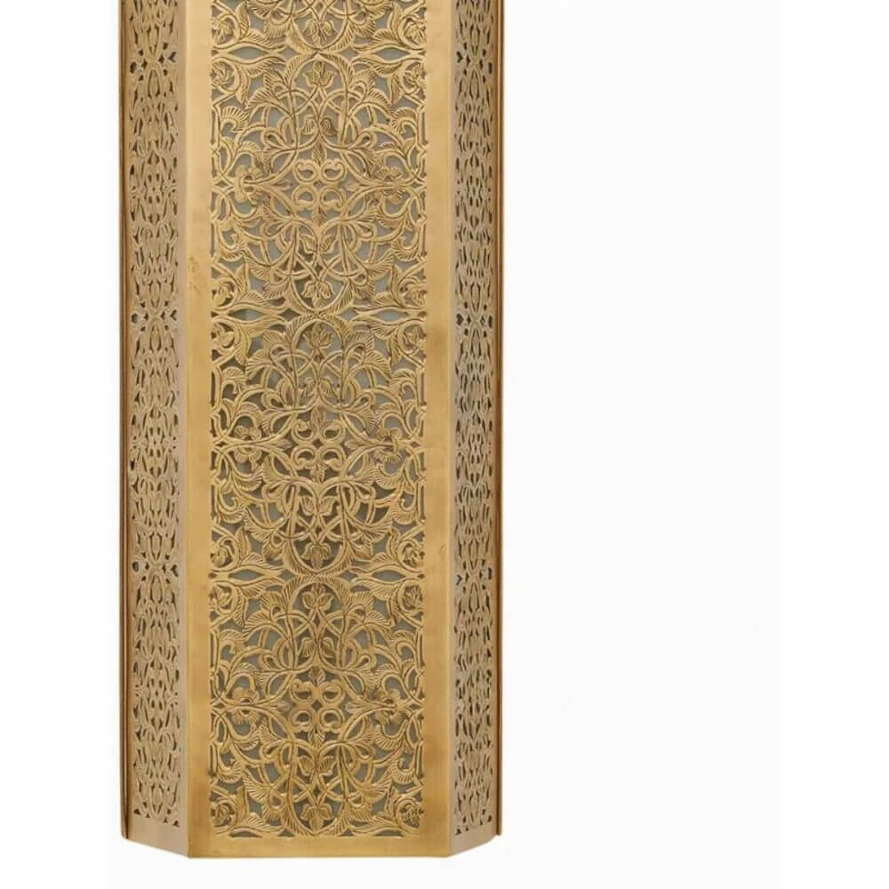 Brass Wall Light 25.5″ – Hand-Engraved Hexagonal Sconce with Filigree image 3