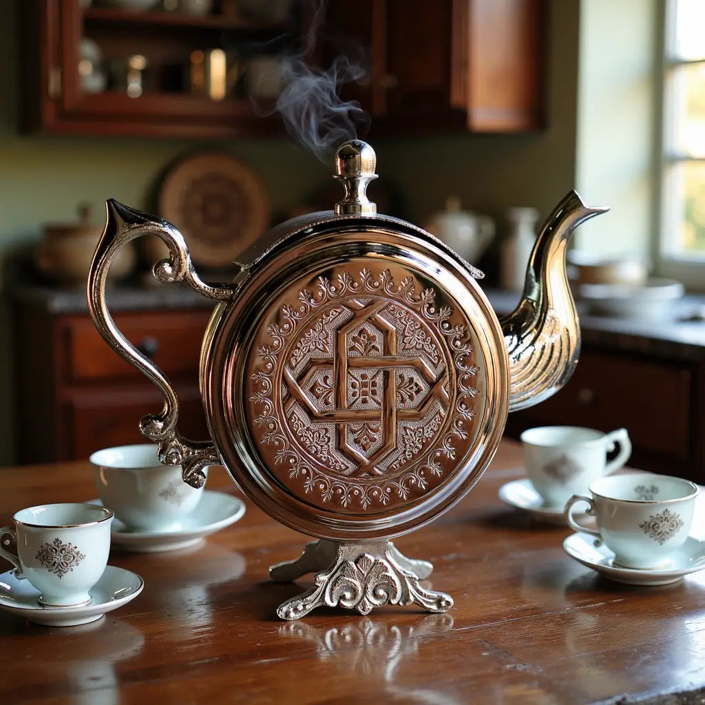 Round Display Teapot Silver-Plated – Decorative Stand Design image 7