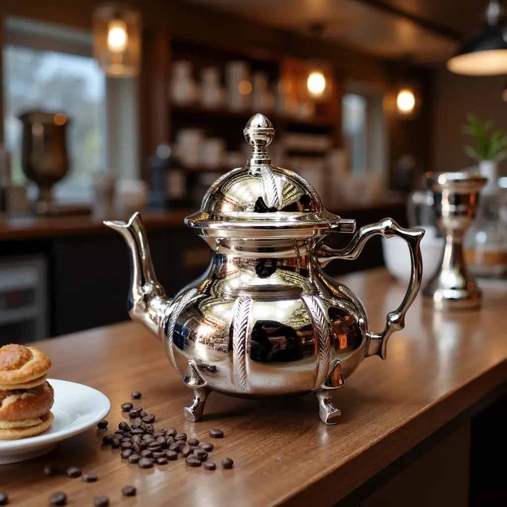 Hand-Engraved Silver Teapot with Wheat Leaf Design – 3 Size Options image 7