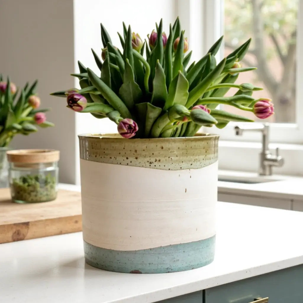 Tricolor Tamegroute Indoor Planters – Handmade Ceramic Pots Set image 6