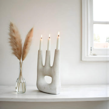 Handcrafted Tamegroute Triple Candle Holder – Modern Ceramic Collection image