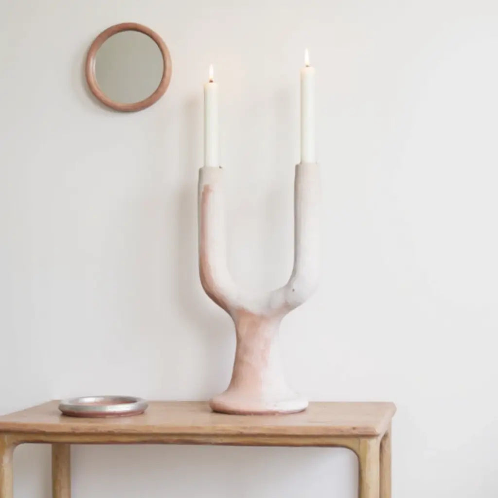 Handcrafted Twin Arc Candlestick Holder – Tamegroute Ceramic Collection image 7