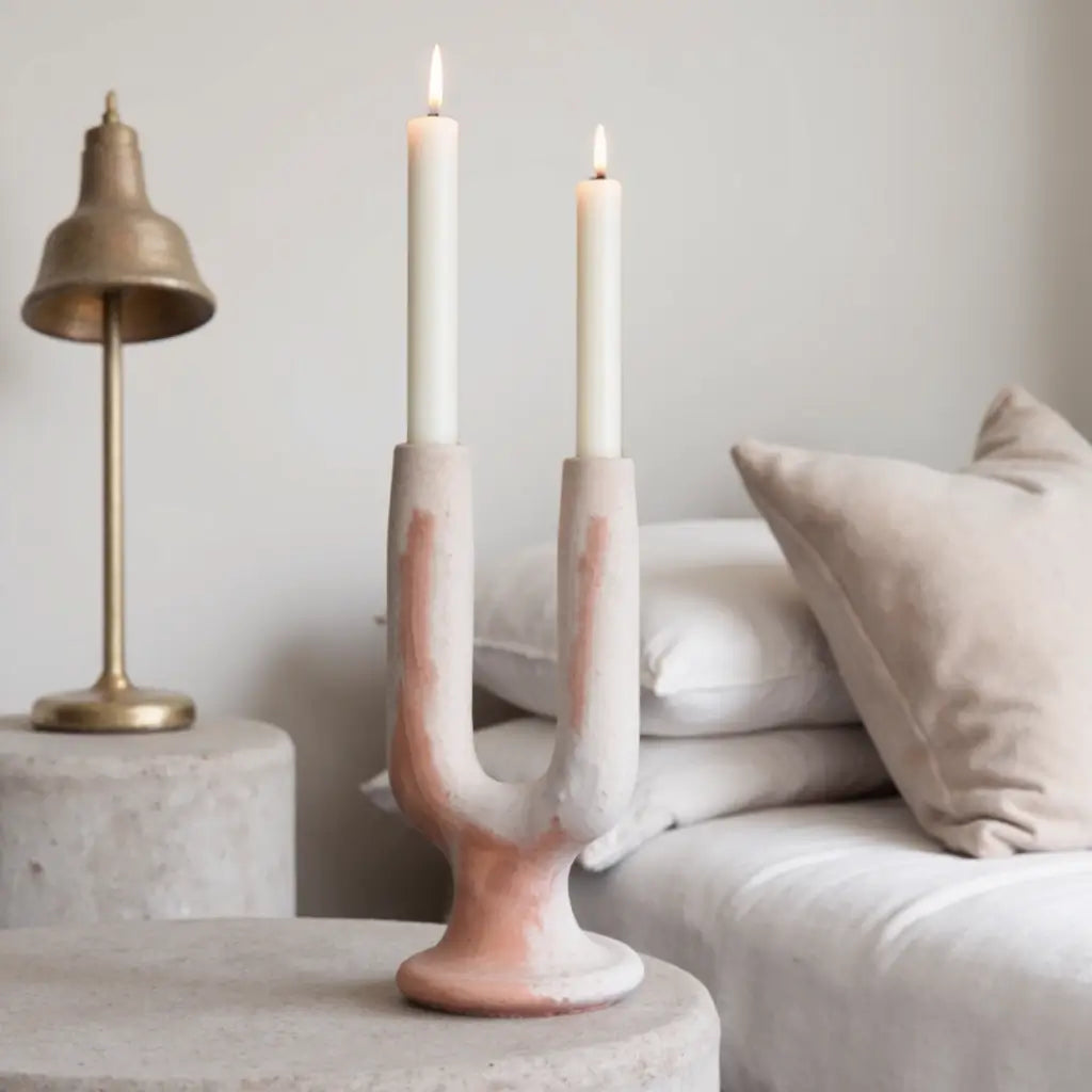 Handcrafted Twin Arc Candlestick Holder – Tamegroute Ceramic Collection image 8
