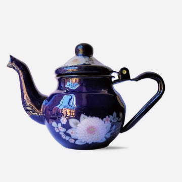 Handcrafted Enameled Teapot – Blue Floral Design 500ml image