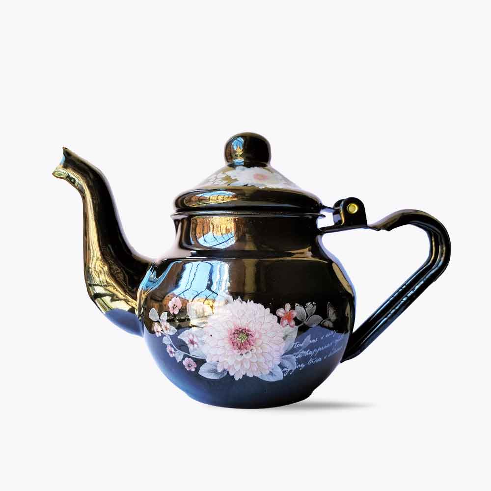 Handcrafted Enameled Teapot – Blue Floral Design 500ml image 4