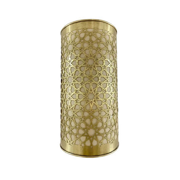 Brass Outdoor Sconce – Hand-Engraved Cylinder Light, 11.8″ Height image