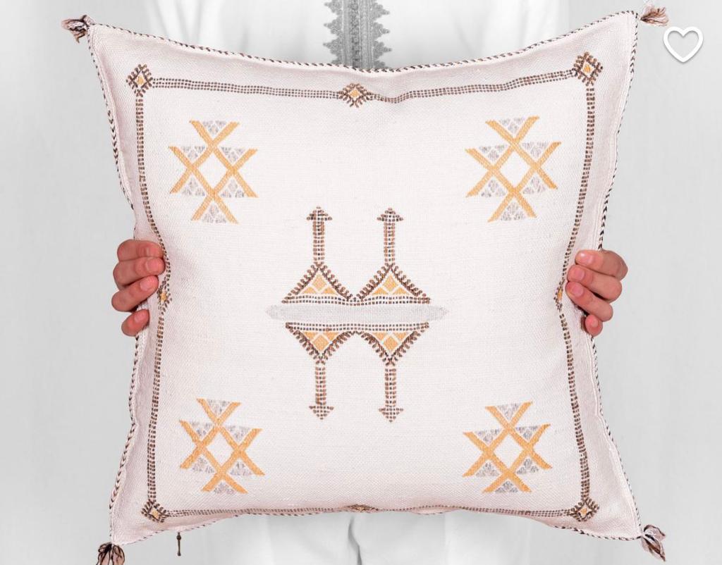 Handwoven Cactus Silk Pillow Cover 18×18 – Berber Geometric Sabra Cushion image 8