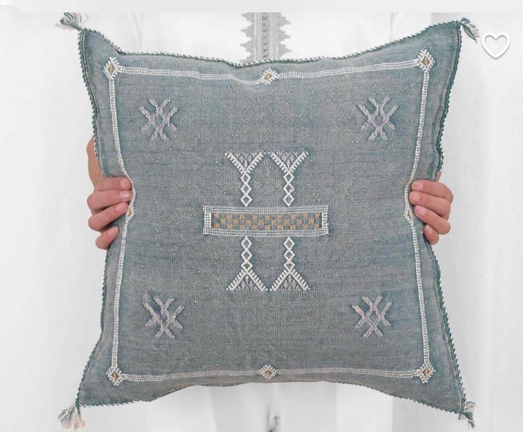 Handwoven Cactus Silk Pillow Cover 18×18 – Berber Geometric Sabra Cushion image 7
