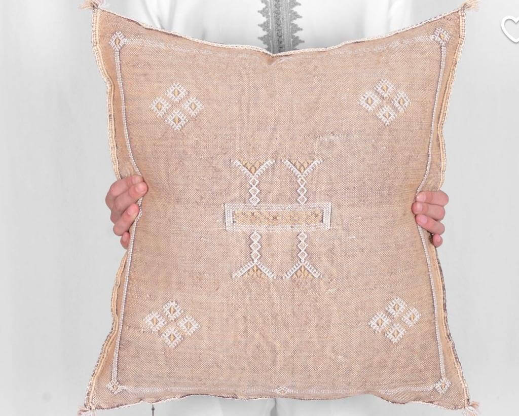Handwoven Cactus Silk Pillow Cover 18×18 – Berber Geometric Sabra Cushion image 6