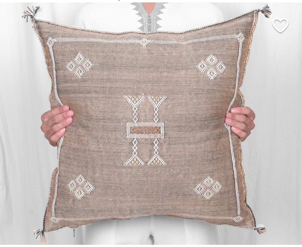 Handwoven Cactus Silk Pillow Cover 18×18 – Berber Geometric Sabra Cushion image 5
