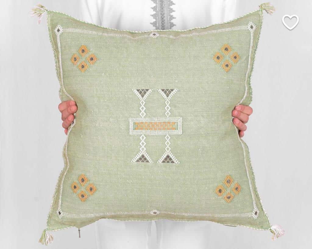 Handwoven Cactus Silk Pillow Cover 18×18 – Berber Geometric Sabra Cushion image 4
