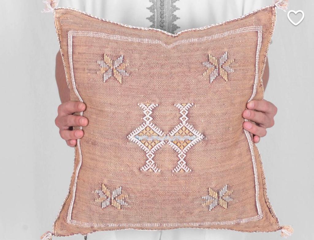 Handwoven Cactus Silk Pillow Cover 18×18 – Berber Geometric Sabra Cushion image 9