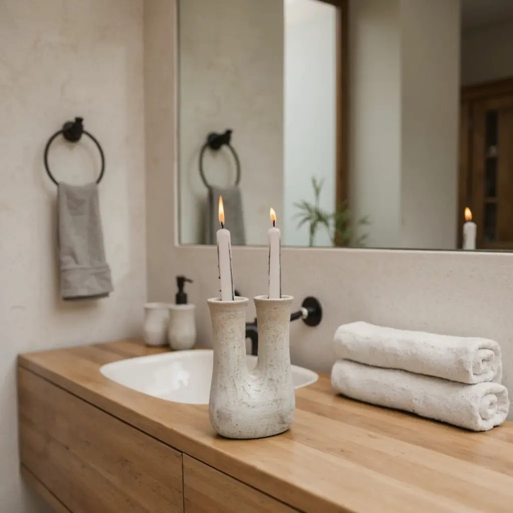 Tamegroute U-Shaped Double Candleholder – Handmade Ceramic Art Piece image 7