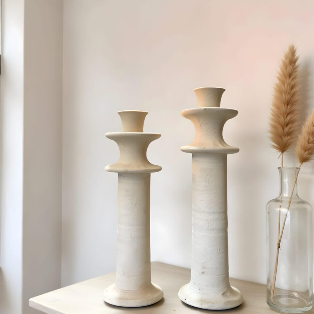 Tamegroute Tiered Column Candleholders Set of 2 – Handmade Ceramic image