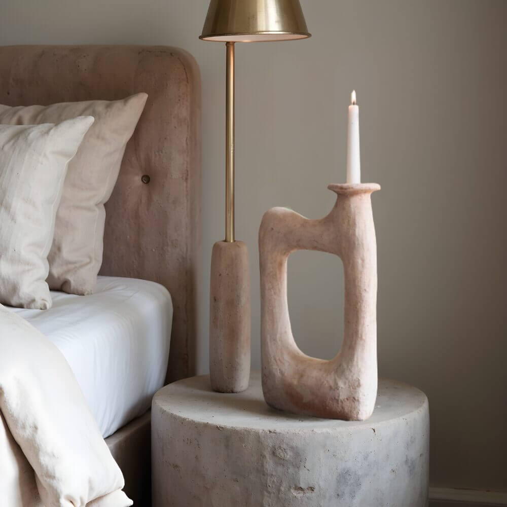 Sculptural Square Ceramic Candle Holder 36cm – Tamegroute Artisan Collection image