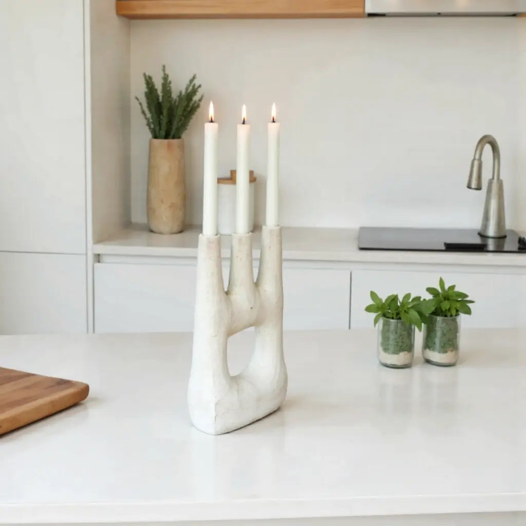 Handcrafted Tamegroute Triple Candle Holder – Modern Ceramic Collection image 5
