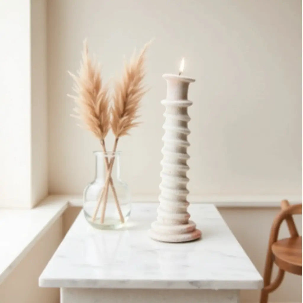 Handcrafted Tall Candle Holder – Tamegroute Ceramic Tower Collection image 13