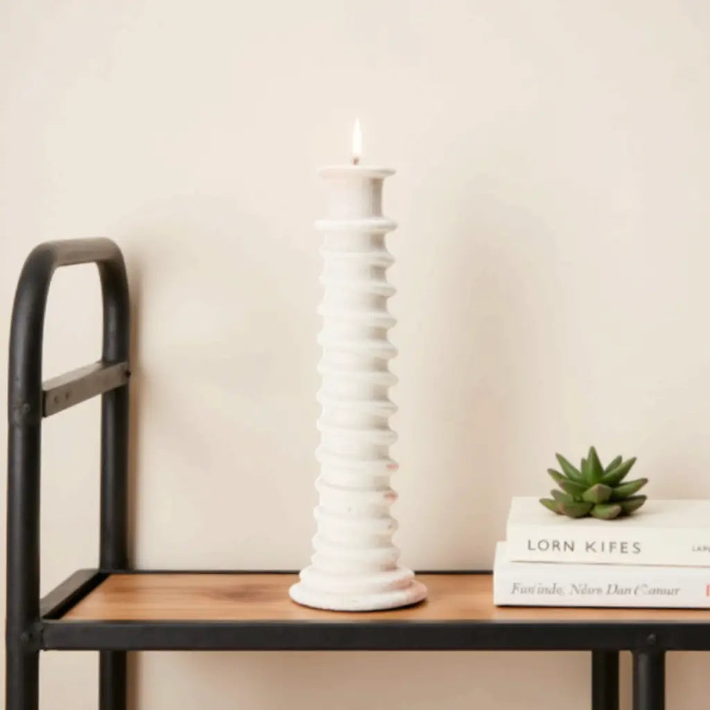 Handcrafted Tall Candle Holder – Tamegroute Ceramic Tower Collection image 14