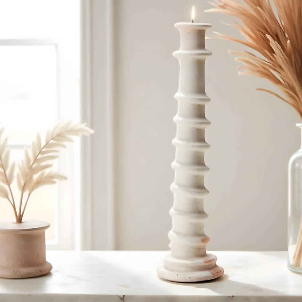 Handcrafted Tall Candle Holder – Tamegroute Ceramic Tower Collection image 16