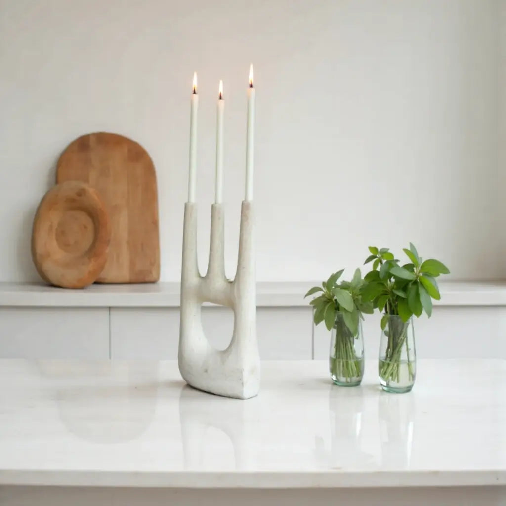 Handcrafted Tamegroute Triple Candle Holder – Modern Ceramic Collection image 6