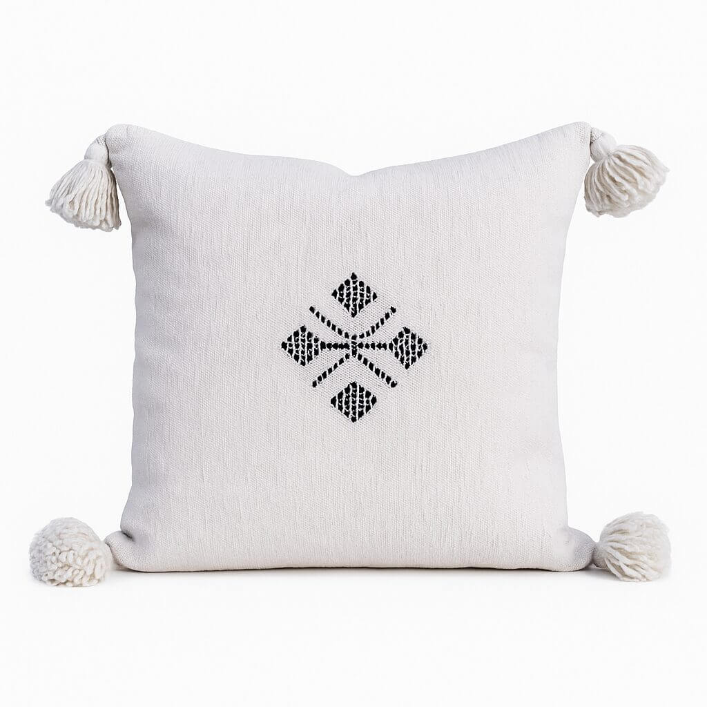 Boho Cotton Pillow Covers with Tassels & Geometric Embroidery (Set of 2) image 6