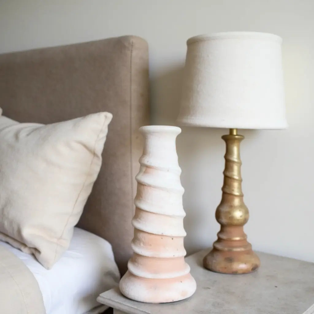 White Tamegroute Ceramic Spiral Candle Holder 35cm – Sculptural Tower image 5