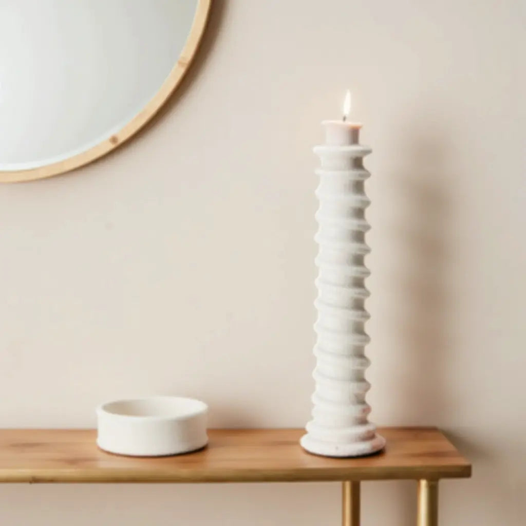 Handcrafted Tall Candle Holder – Tamegroute Ceramic Tower Collection image 3