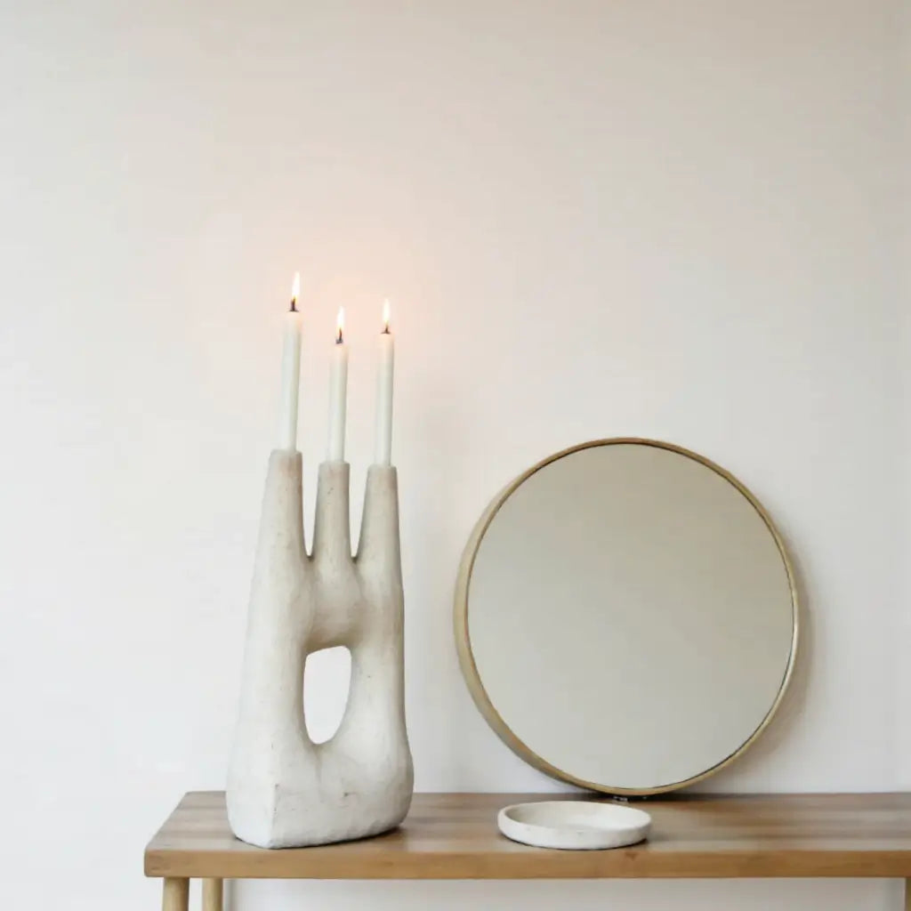Handcrafted Tamegroute Triple Candle Holder – Modern Ceramic Collection image 8