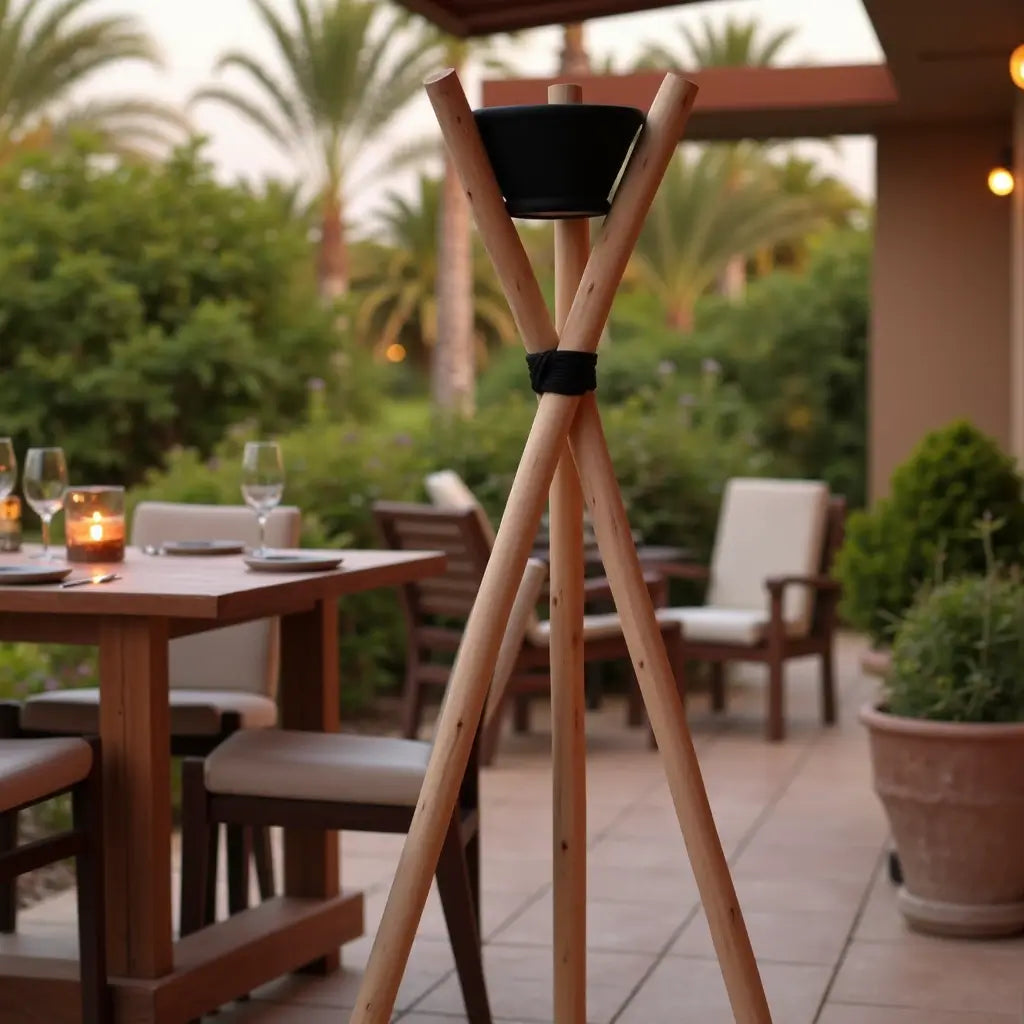 Handmade Wooden Tripod Outdoor Candle Holder – Moroccan Torch Stand 56″ image 8