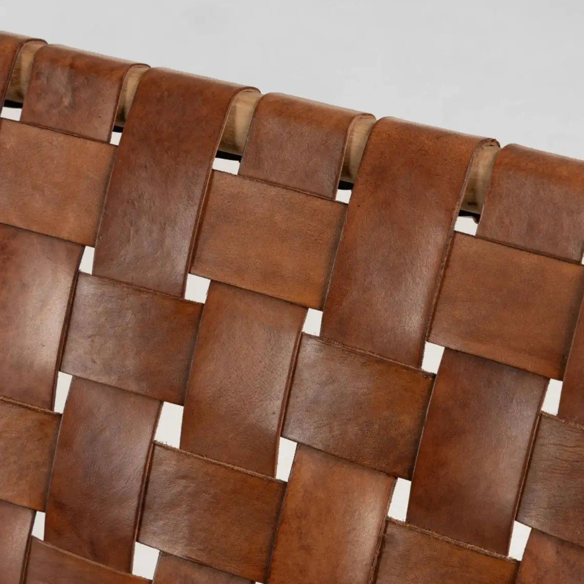 Handcrafted Leather Woven Lounge Chair – Mid-Century Modern Teak Frame image 15