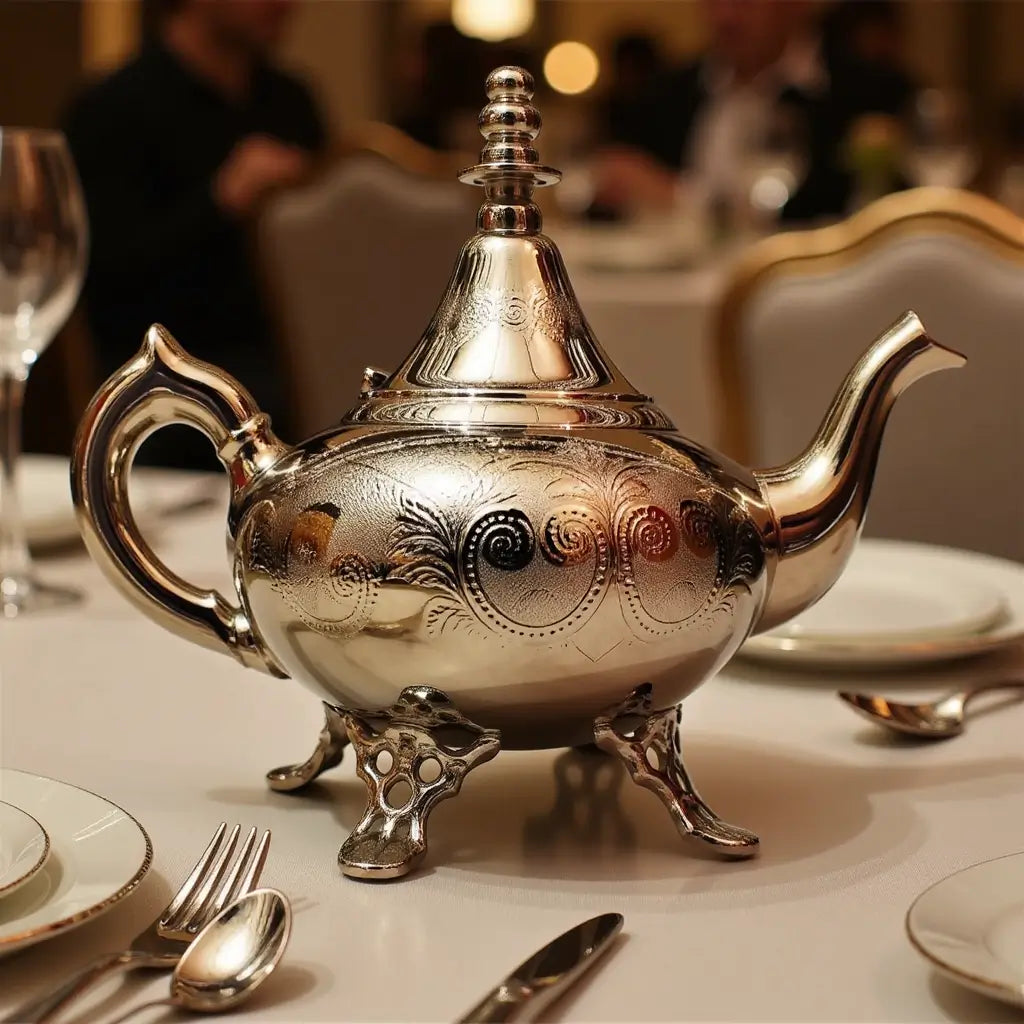 Ornate Silver Teapot with Engravings – Footed Luxury Design image 5