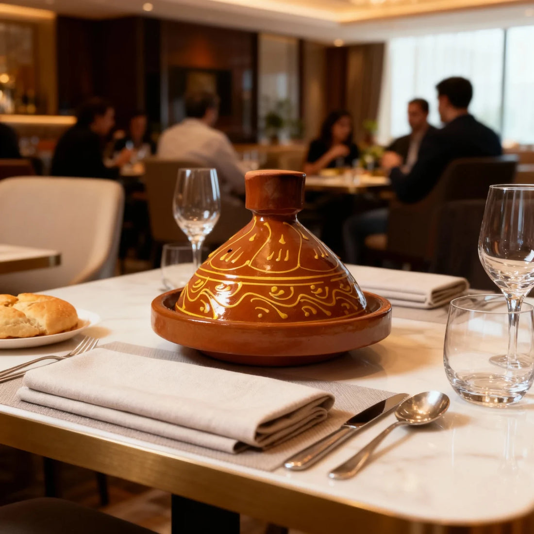 Authentic Terracotta Tagine Pot – 30cm Hand-Painted Ceramic Clay Cookware image