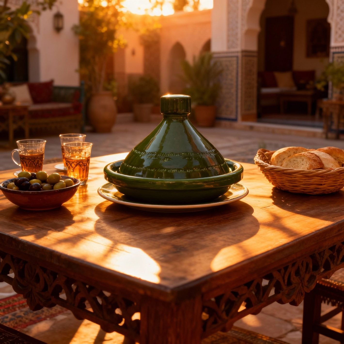 Authentic Green Ceramic Tagine Pot For Cooking – Handcrafted Clay Cookware image 4