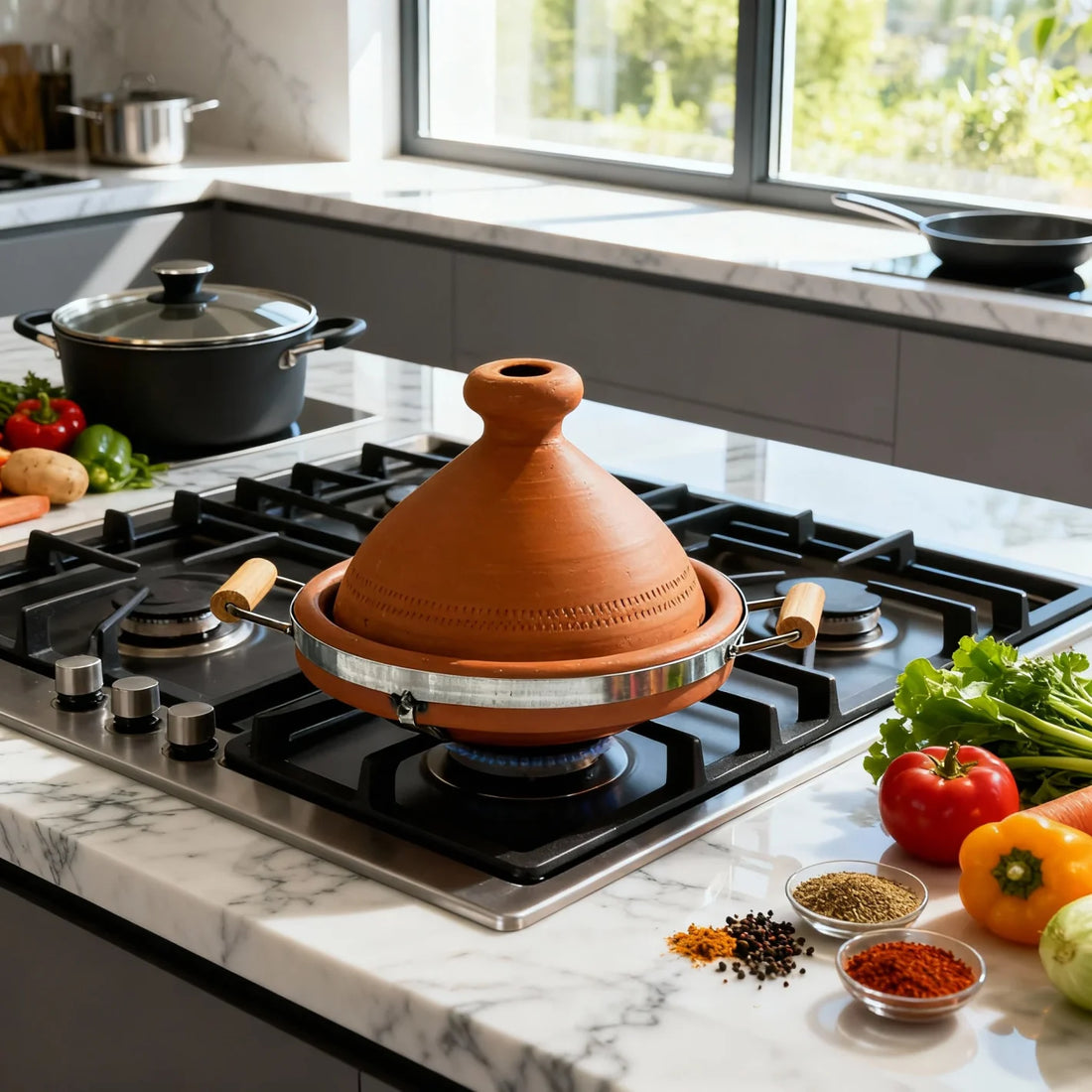 Authentic 30cm Terracotta Tagine Pot with Handles – Traditional Cooking Vessel image