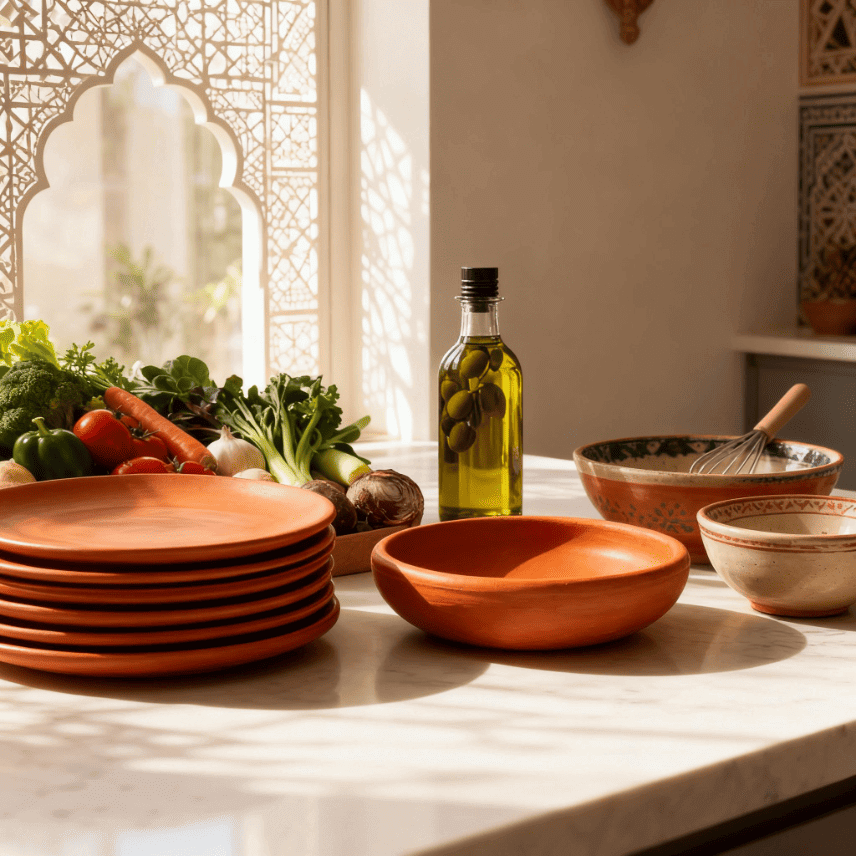 Handmade Terracotta Ceramic Plate Set 21cm – Natural Clay Serving Dishes image 5