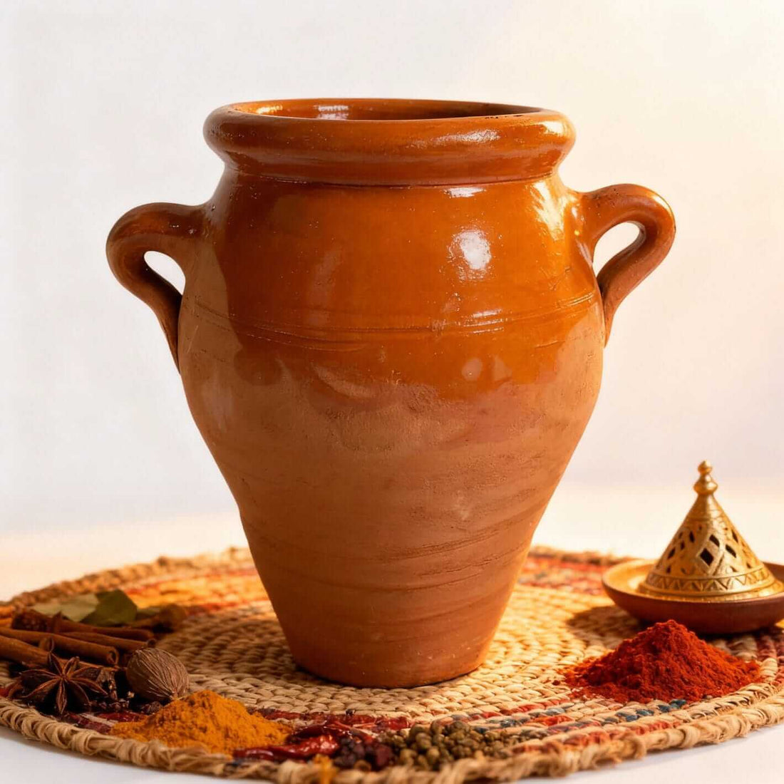 Authentic Moroccan Tangia Pot – Handmade Terracotta Clay Cooking Vessel image