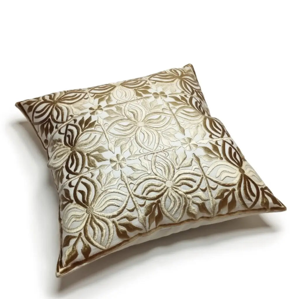 Beige Leather Pillow Covers with Floral Cutwork – Set of 2 (17.4″) image 10