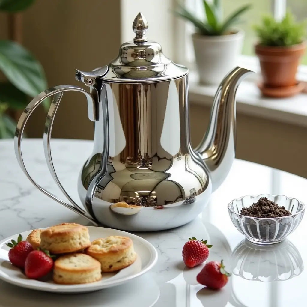 Stainless Steel Mirror Finish Teapot 800ml – Modern Design image