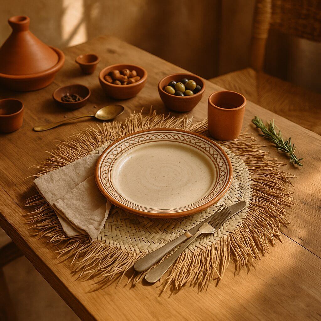 Handmade Raffia Round Tassel Placemats with Fringes – Set of 4 image