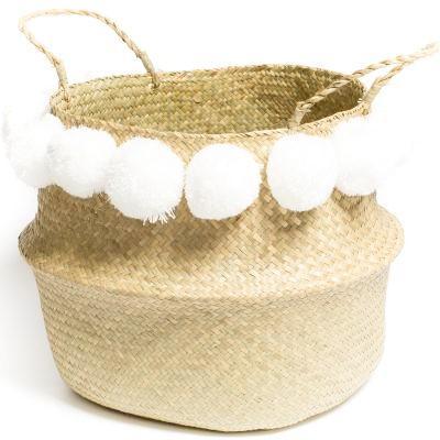 Moroccan Woven Wicker Belly Basket for Storage Plant Pot Basket and Laundry